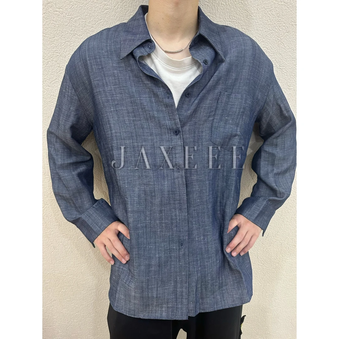 JAXEEE【柳钉蓝叙】 春季天丝亚麻时尚牛仔衬衣 83107