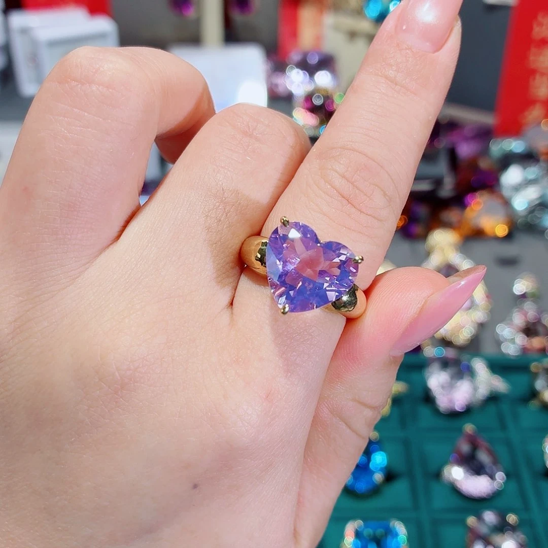 水晶戒指银S925镶嵌戒指