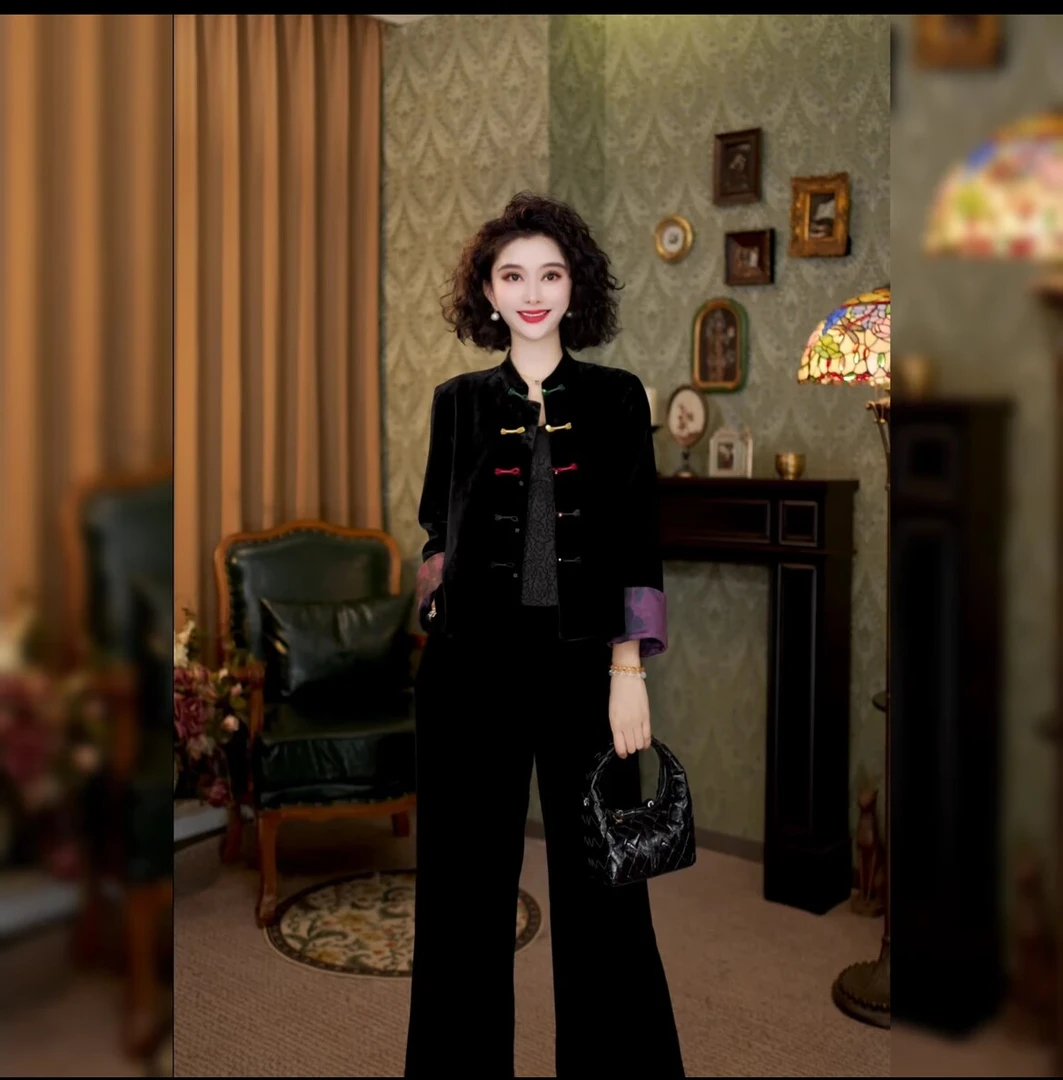 9038新中式洋气国风短外套女秋季新款时髦双面穿碎花上衣气质开衫