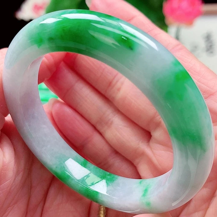 百***合翡翠未镶嵌手镯天然翡翠手镯