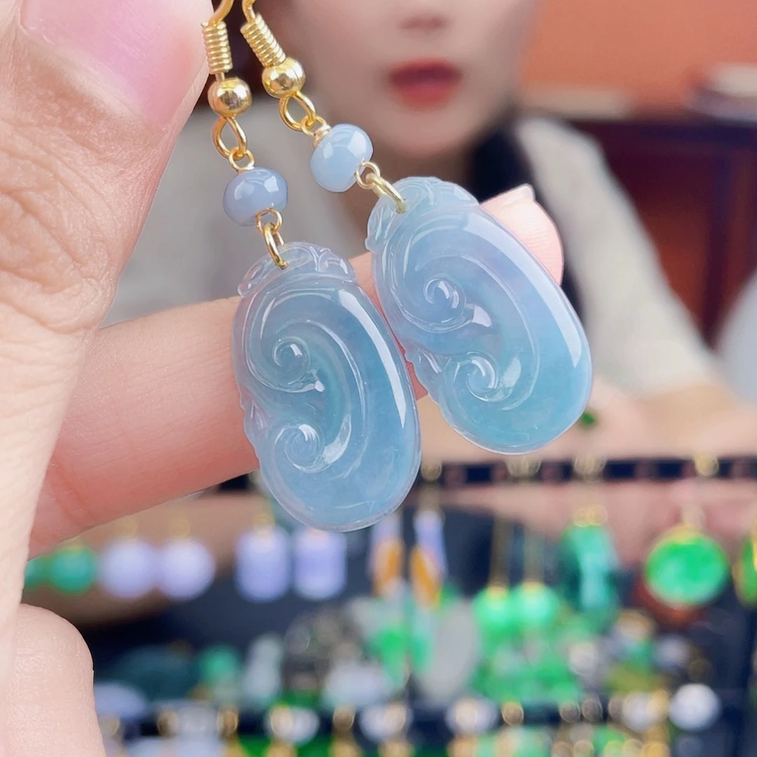 翡翠未镶嵌耳饰饰品