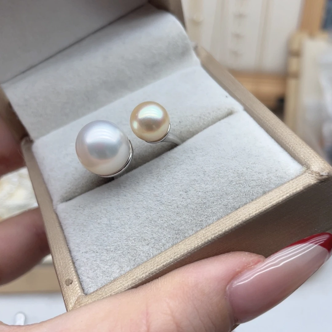 戒指银S925镶嵌海水珍珠E74
