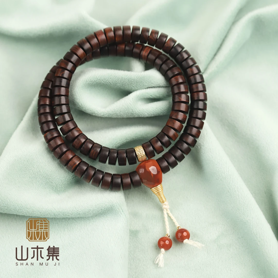 【紫宸】（18K金）海黄紫油梨药片珠0.3*0.7南红双圈手串￥￥（多样性）