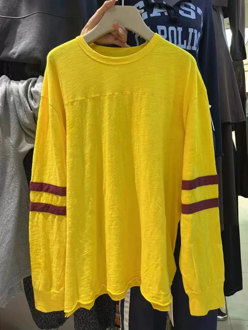 韩版亮色字母拼色T恤