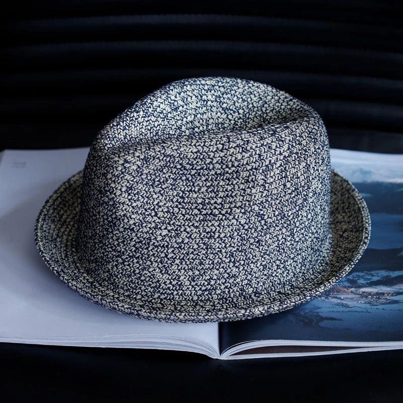 夏季中青年男士草编帽透气防晒短檐休闲爵士帽女潮小礼帽帽子百搭