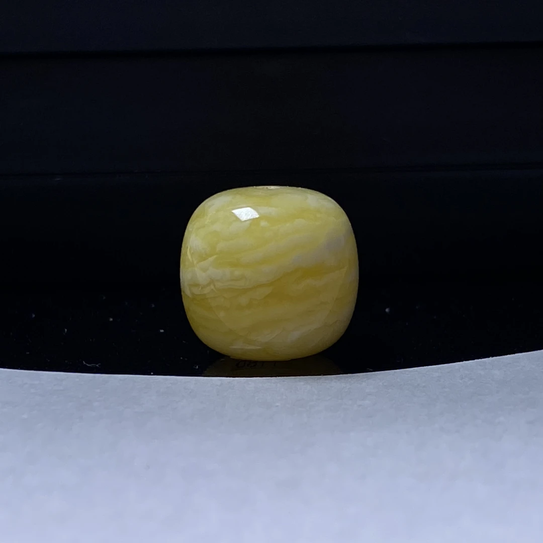 琥珀蜜蜡浓蜡金瓷白顺纹千层虎皮精品老型单珠13.1mm
