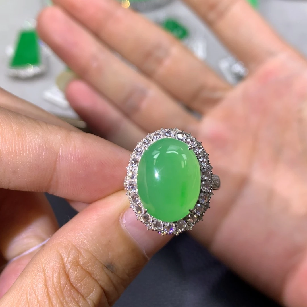 翡翠戒指18K金镶嵌两用款