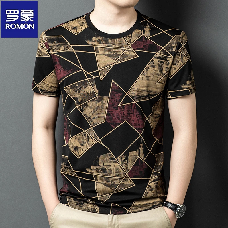 罗蒙男士短袖T恤衫夏季薄款冰丝速干潮流宽松百搭半袖潮流体恤男