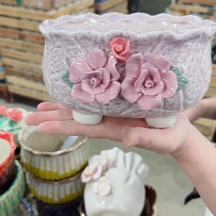 有孔.凑满10元发货多肉陶瓷花盆！