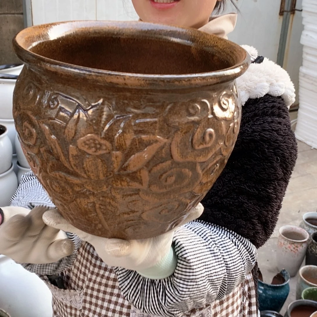 紫砂花盆瑕疵口20高16