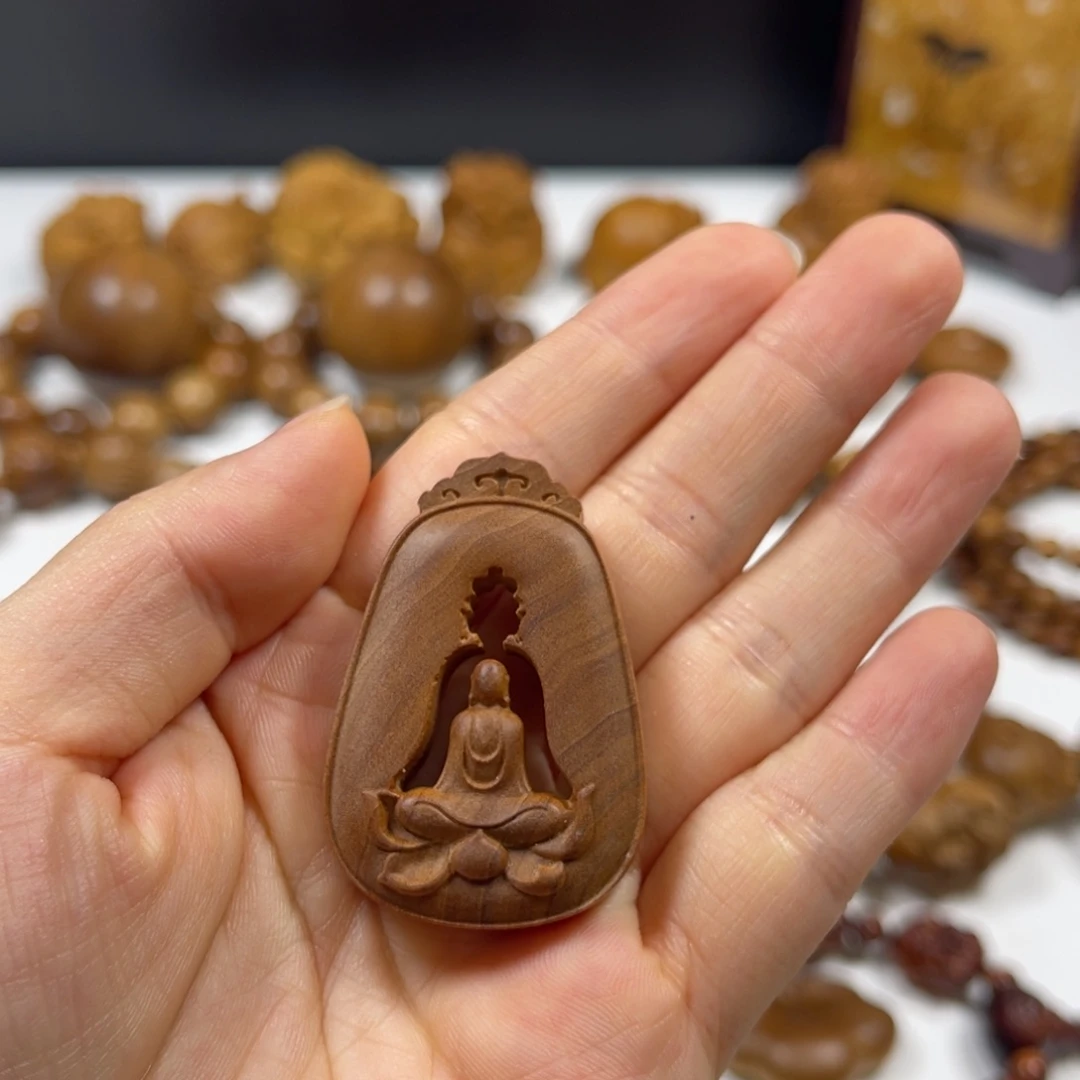 无***睡檀香木吊坠横纹无相