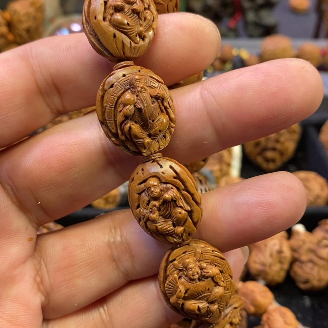 福禄寿喜财手串潍坊核雕