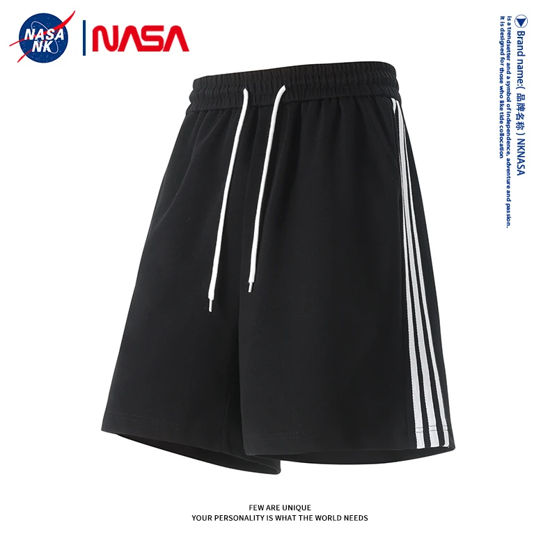 NASA联名美式潮牌条纹短裤男士夏季宽松休闲男生运动篮球五分裤子