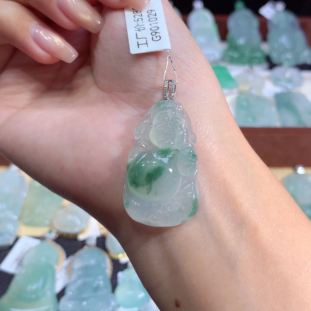 吊坠(不含链)18K金镶嵌翡翠