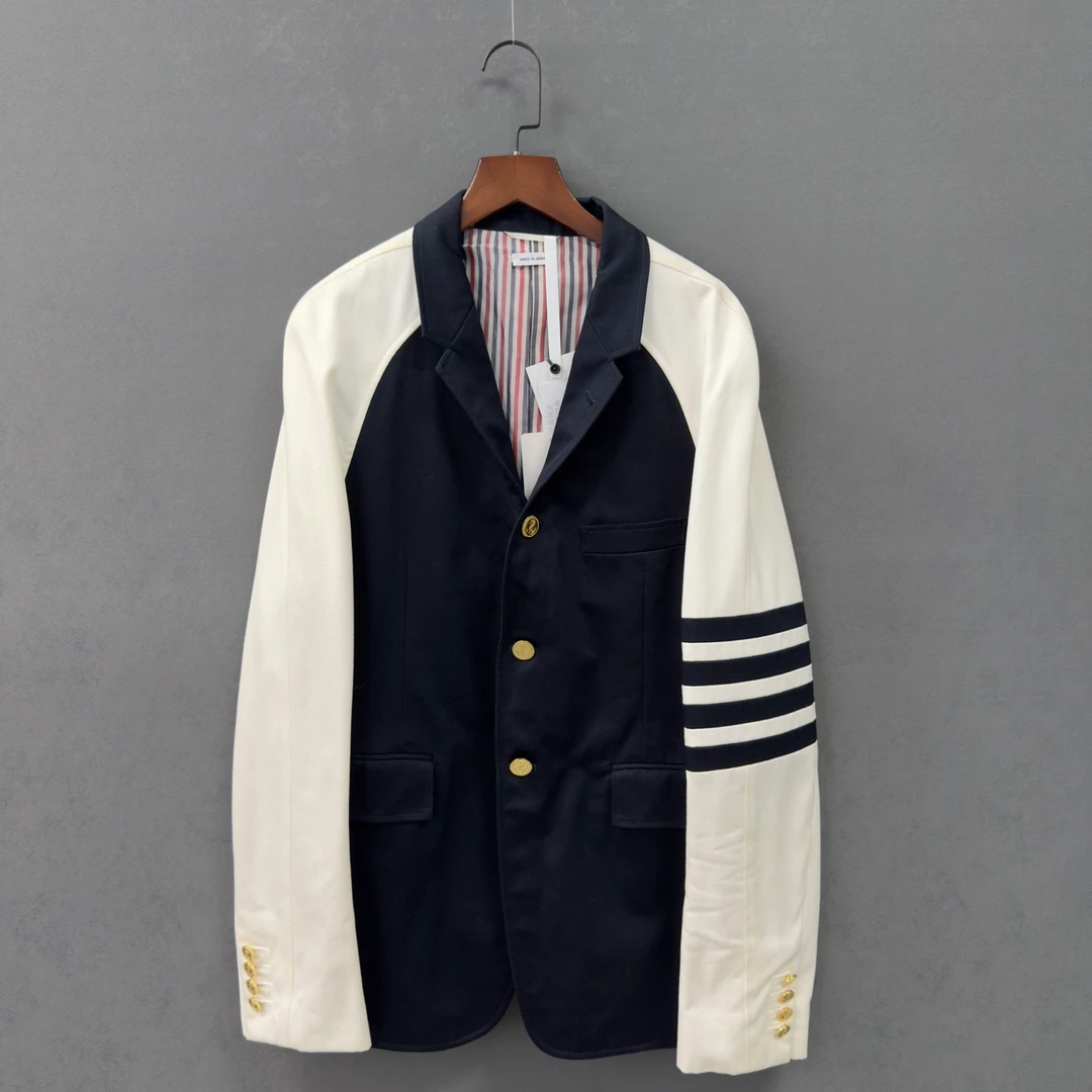 99新 THOMBROWNE （pm）黑白西装袖子条纹外套 2码 ys000723