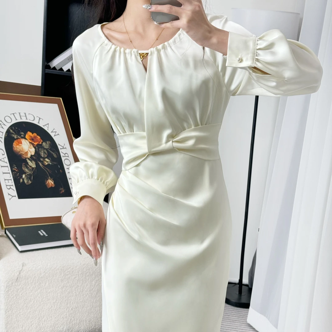 年终请沧 25现货春季新款设计感赫本百搭气质显瘦连衣裙 1144 QC