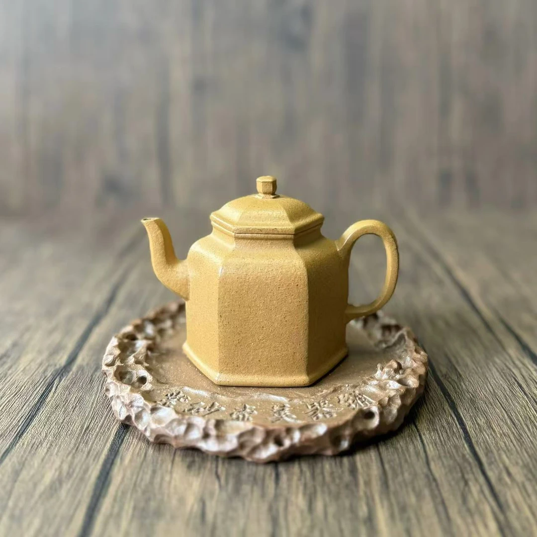 茶香紫器 黄金段【六方金钟】宜兴黄龙山原矿手工紫砂壶