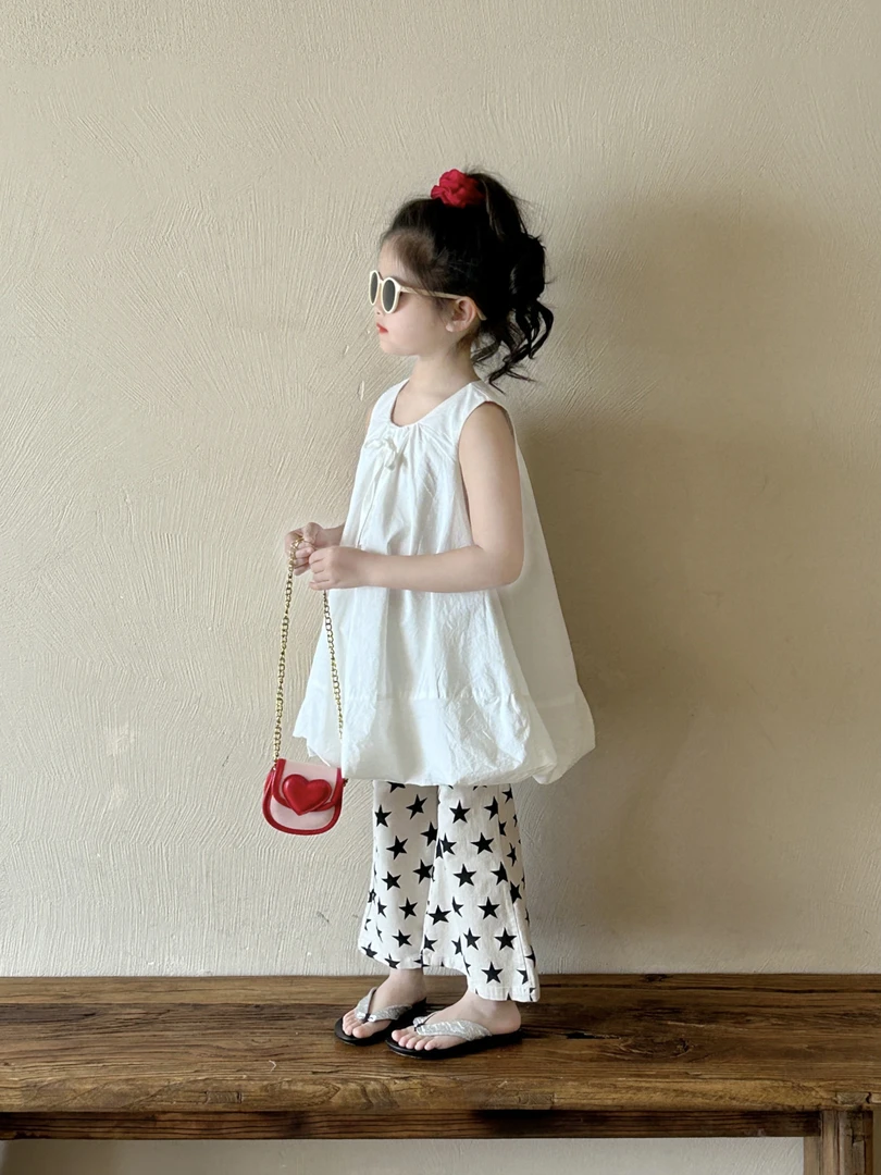 儿童韩版无袖连衣裙2025夏季新款童装中小女童洋气花苞棉布背心裙