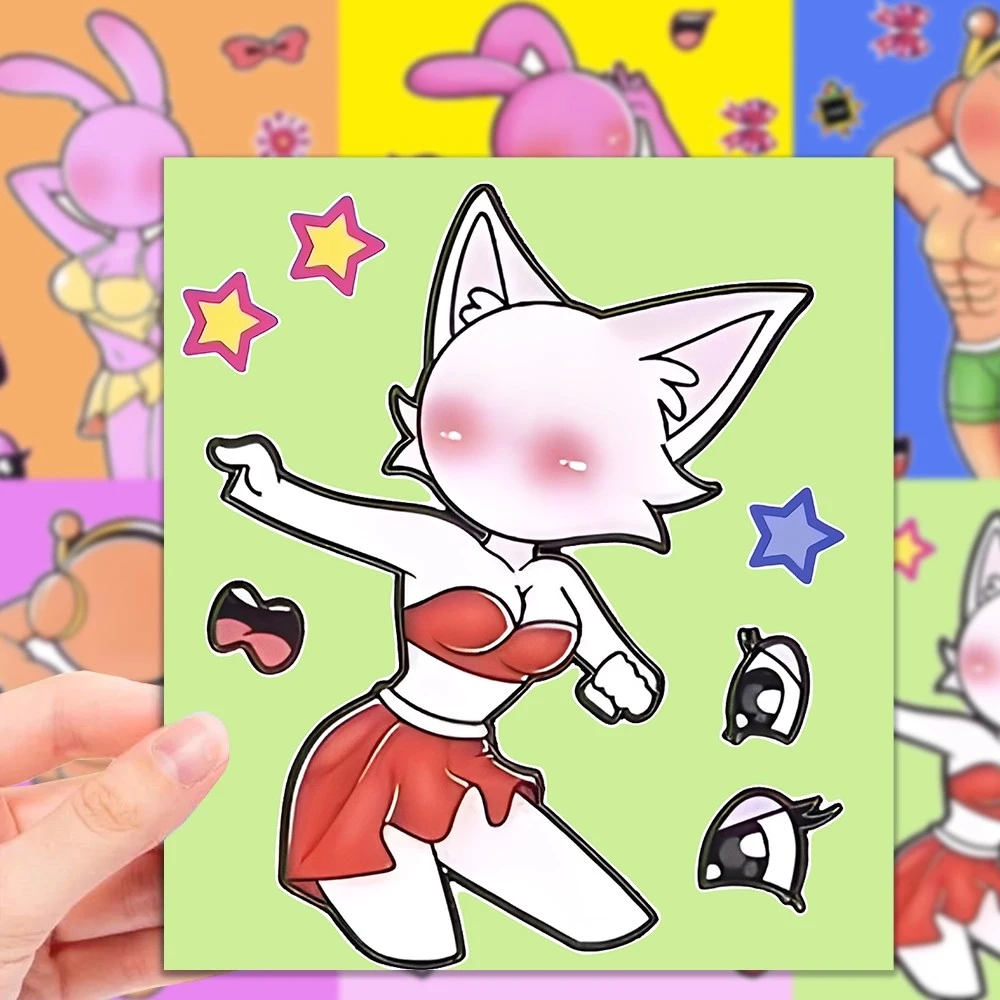 猫咪小姐节奏盒子趣味手工换装贴纸儿童益智创意diy趣味粘贴玩具