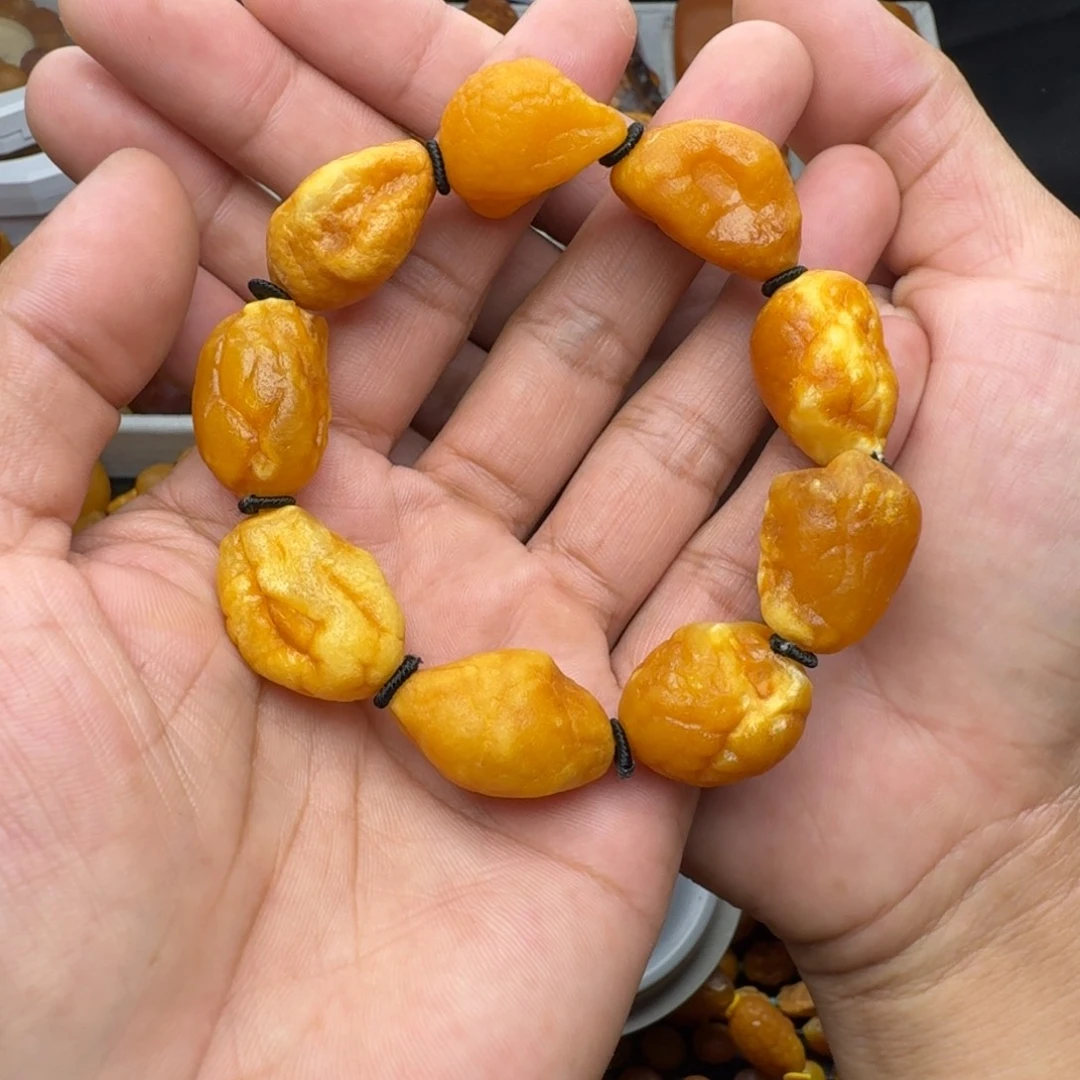 蜜***羽琥珀未镶嵌裸石天然蜜蜡手串