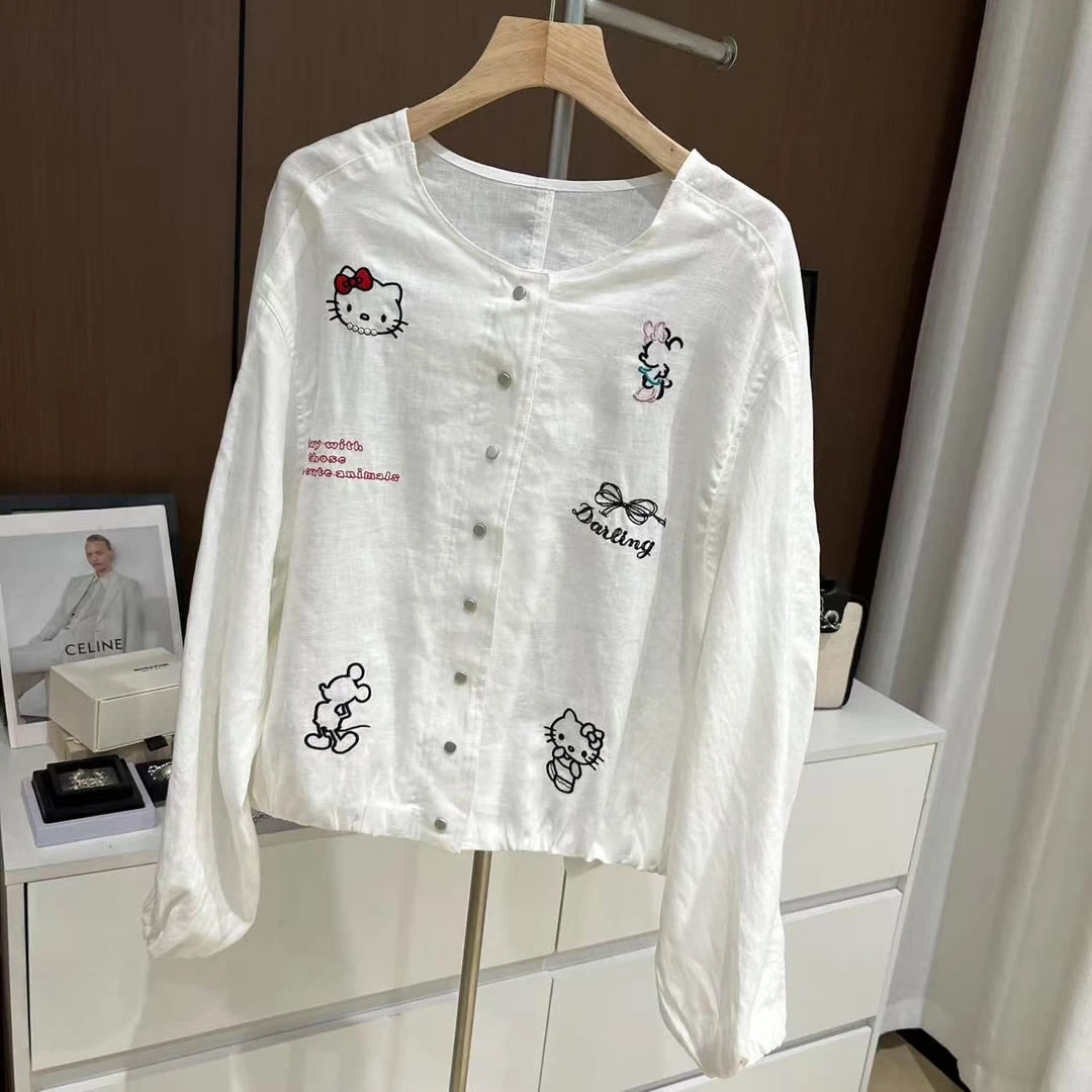 虾皮2025夏季新款洋气减龄kt猫刺绣收腰显瘦薄款外套女1661