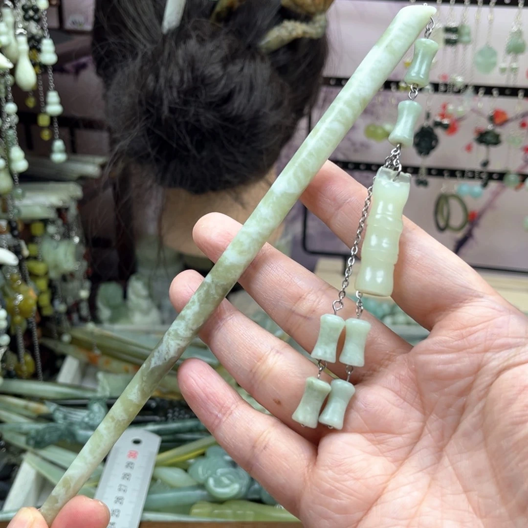 岫玉未镶嵌发饰长度21厘米左右