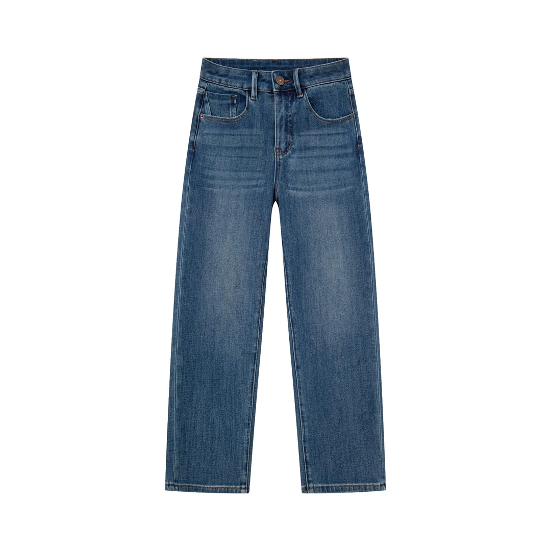 PF-1059星蓝色牛仔裤女2025秋季新款显瘦时尚百搭高腰窄版烟管裤