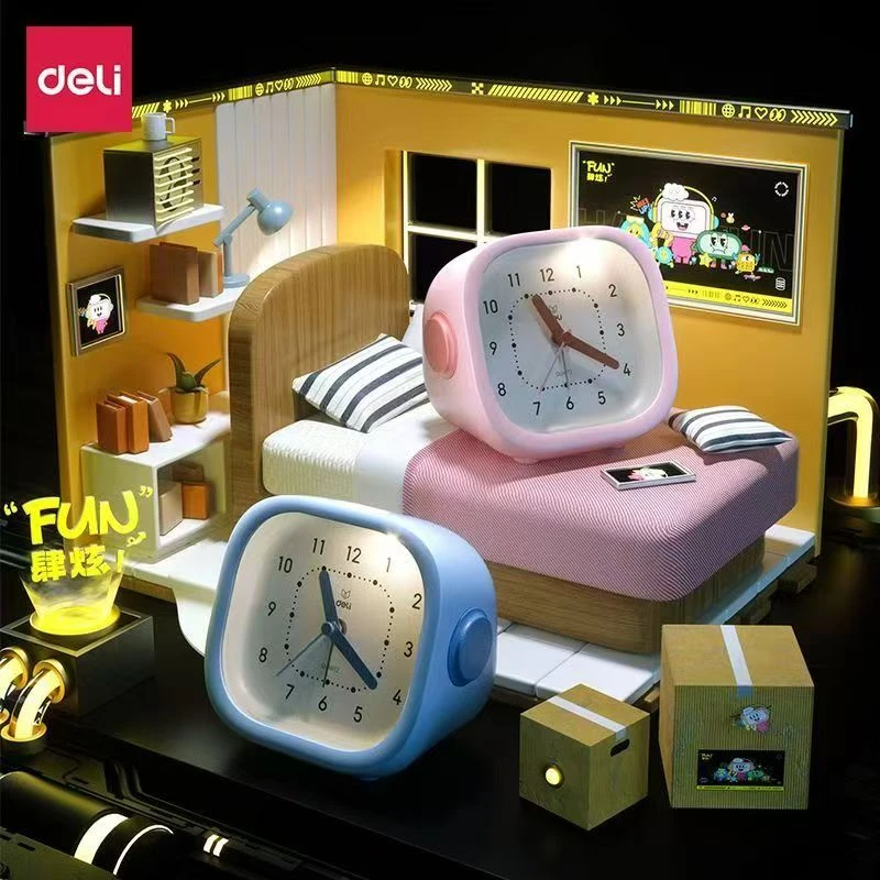 得力LE303学生起床神器可爱创意儿童床头时钟静音卧室闹铃