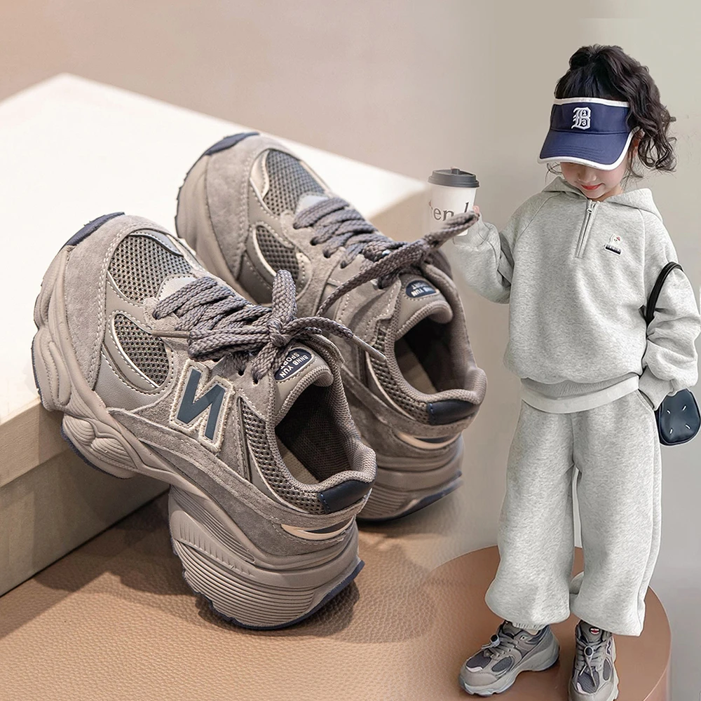 GIOIO儿童运动鞋2025春季新款女童鞋子透气网面老爹鞋儿童单鞋