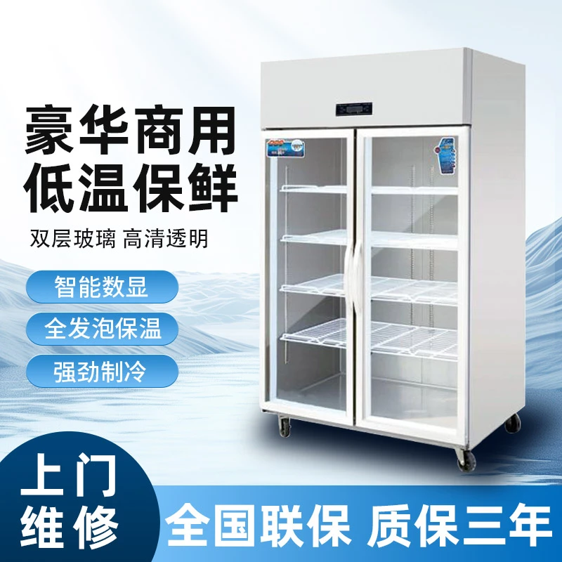 豪华商用低温保鲜智能大容量不锈钢钢化玻璃冰柜