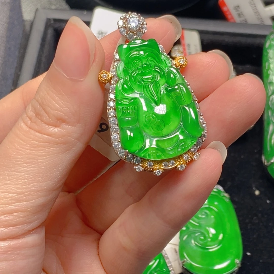 翡翠银S925镶嵌吊坠(不含链)