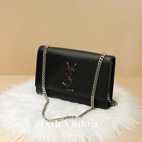 大吉中古/ysl圣罗兰黑银小号kate斜挎包