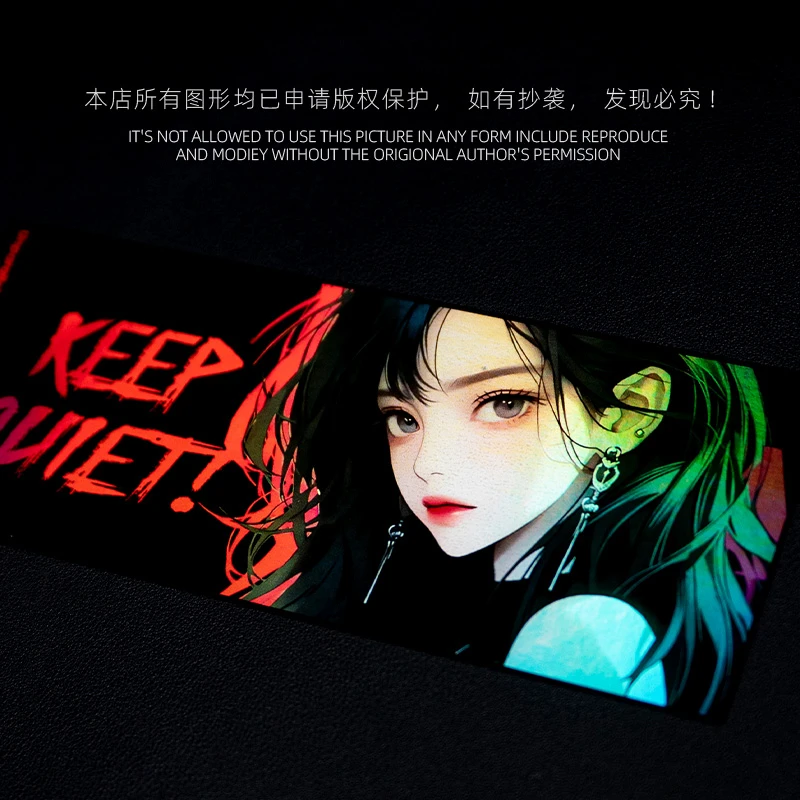 动漫车贴镭射JDM二次元少女电动摩托车电脑机箱装饰痛车贴