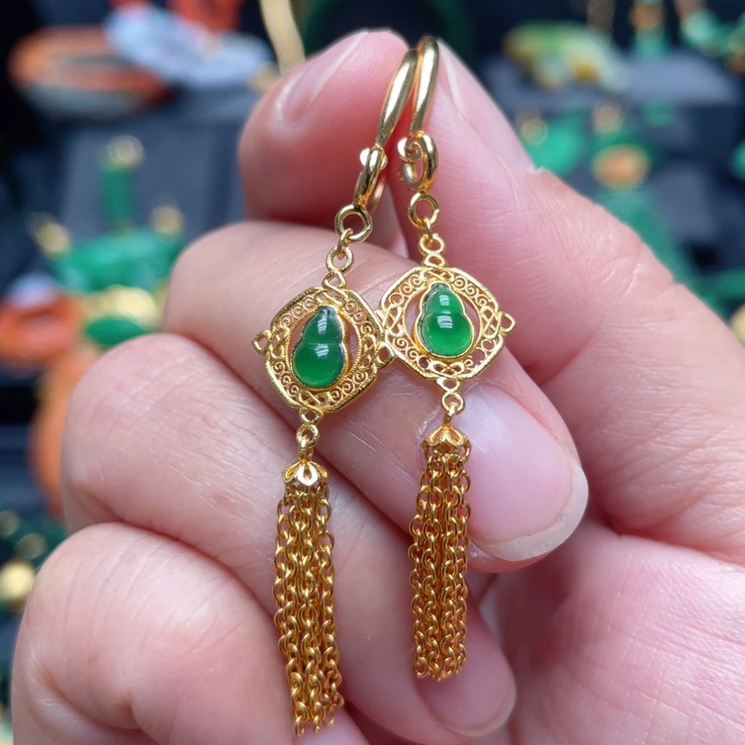 翡翠银S925镶嵌耳饰