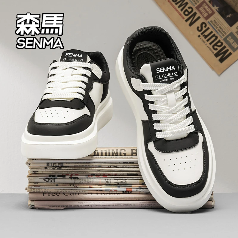 SENMA/森马休闲板鞋男2025冬季新款百搭厚底男鞋青少年低帮小白鞋