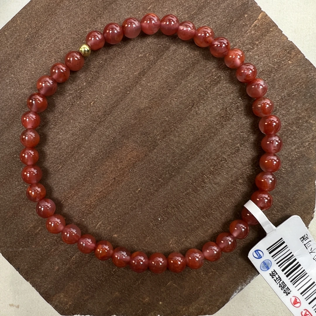 【小羊南红臻选】18K金4mm瓦西小米珠单圈手串HD009多样性发货