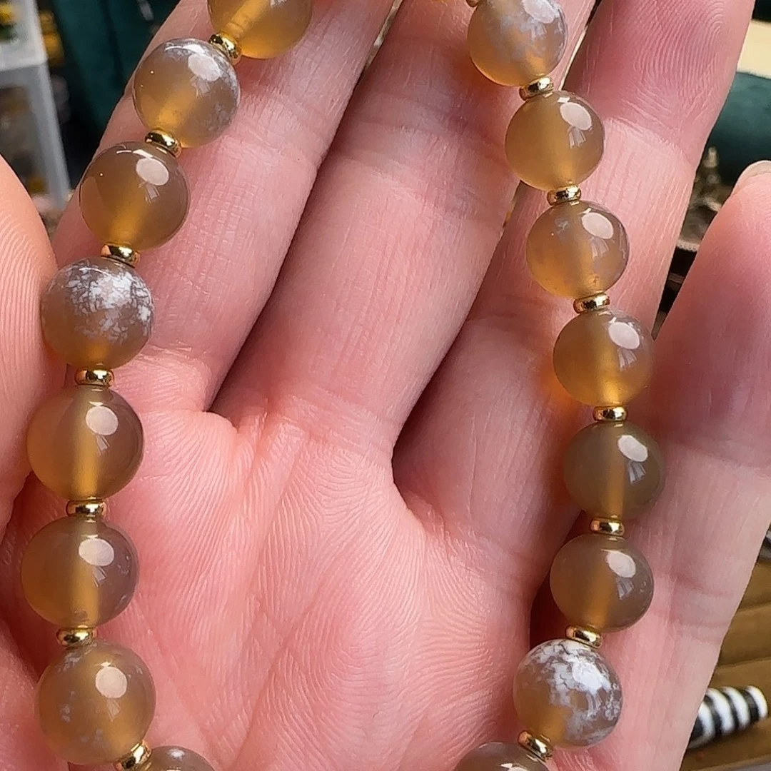 玛瑙/玉髓合金颈饰浅色糖球8m