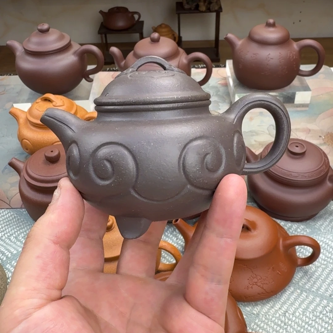 紫砂茶壶微瑕 三足如意 紫泥 175cc