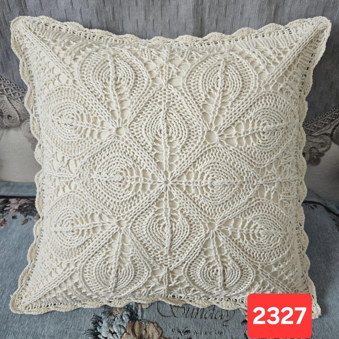手工棒针编织镂空轻奢正方形抱枕不含内芯【2327】
