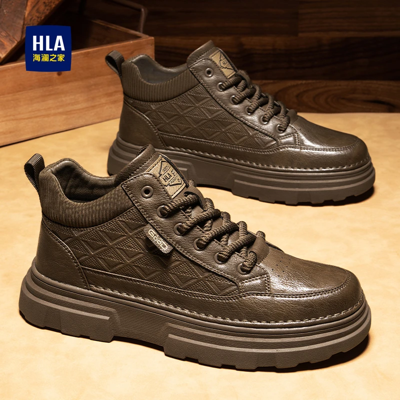 HLA/海澜之家男士马丁靴冬季新款工装鞋软底防滑时尚户外百搭F163