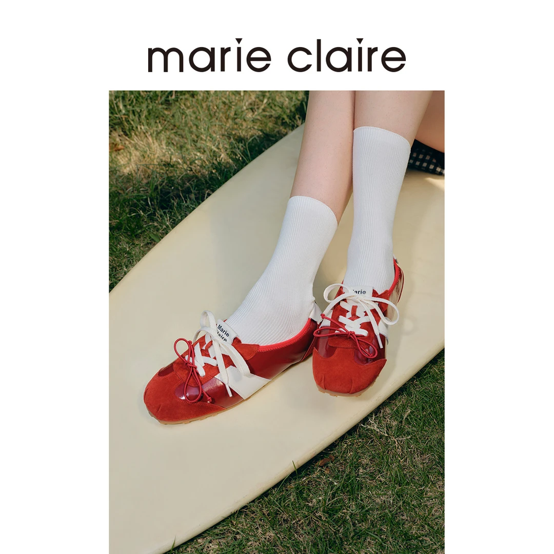 MC女鞋子夜蓝羊猄芭蕾德训休闲鞋小猪鼻德训鞋marieclaire女鞋