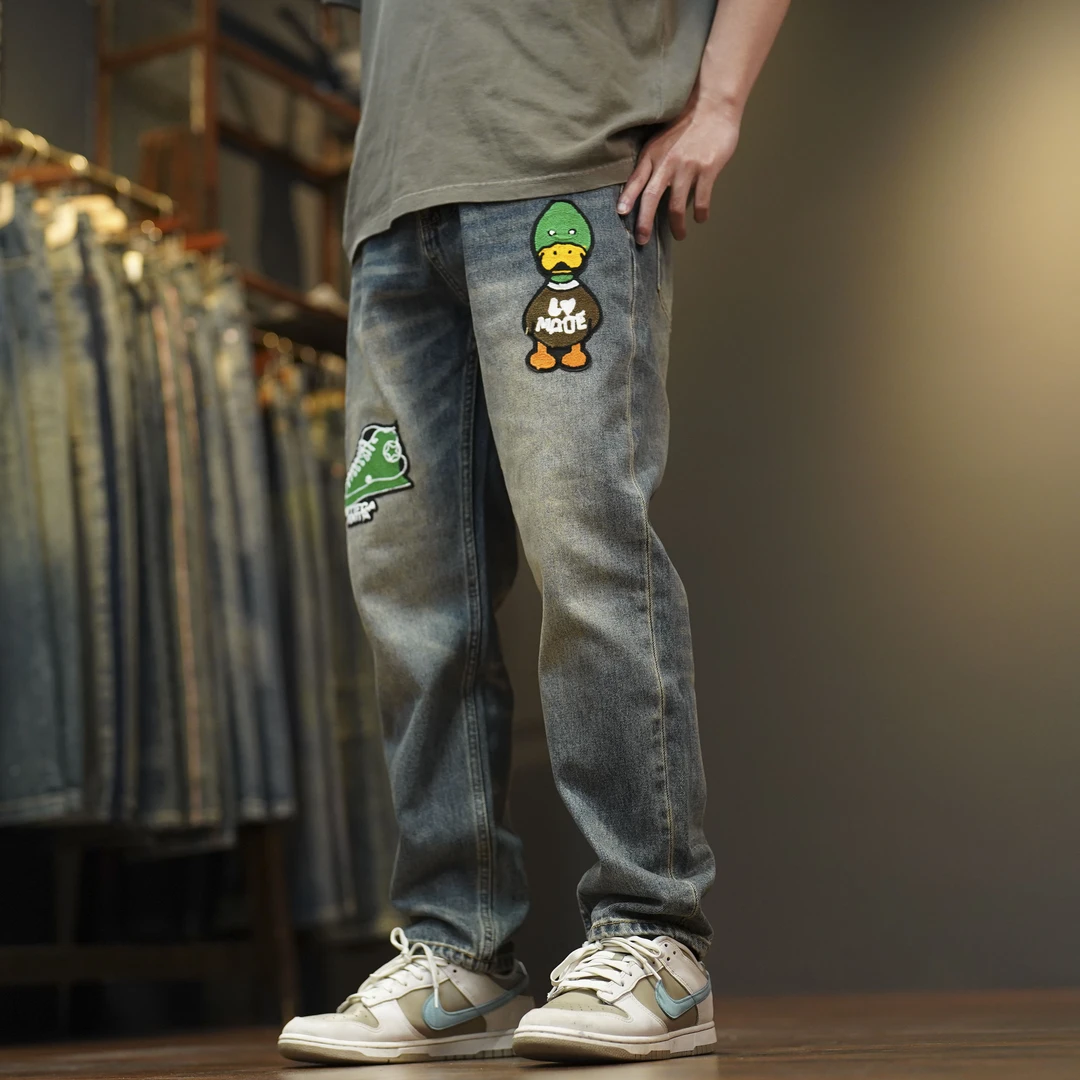 DSQCIFND2锥版春夏水洗个性印花百搭小直筒牛仔裤5411-2