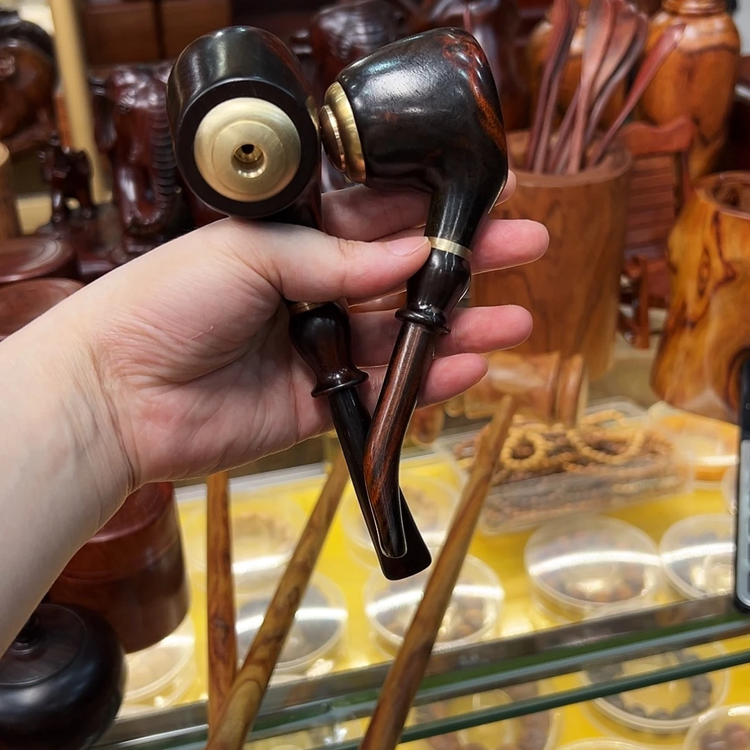 独***忆老挝大红酸枝烟斗2个