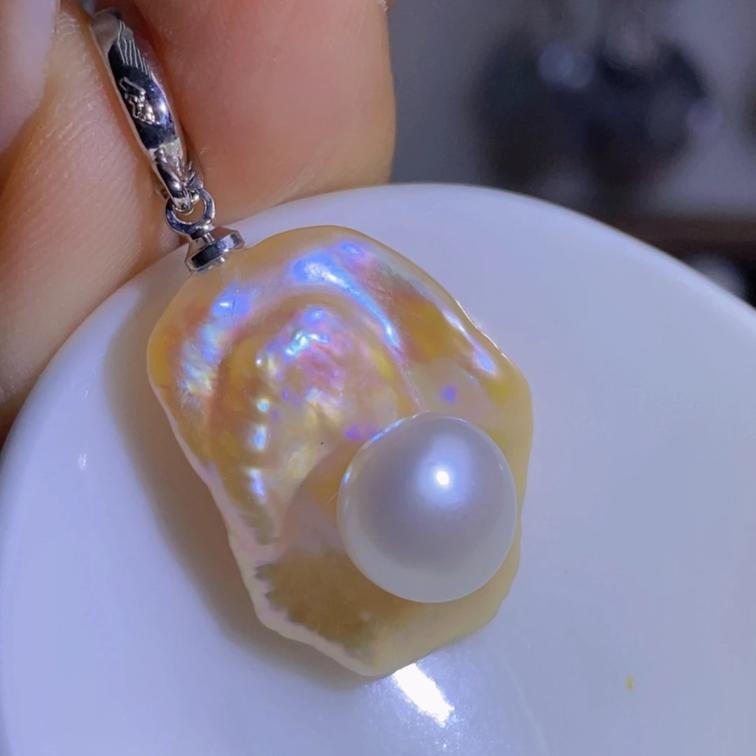 银S925镶嵌天然淡水珍珠淡水珍珠