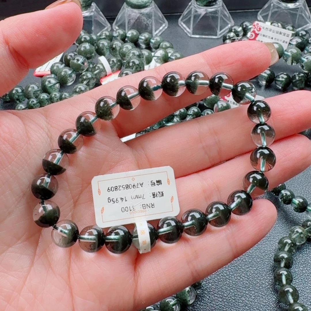 水晶未镶嵌手链绿幽灵聚宝盆7mm