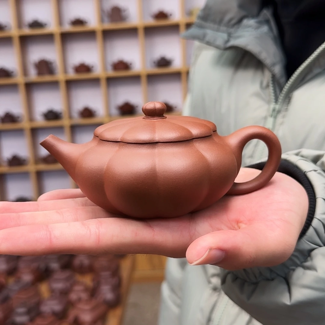 紫砂茶壶筋纹扁晨200cc