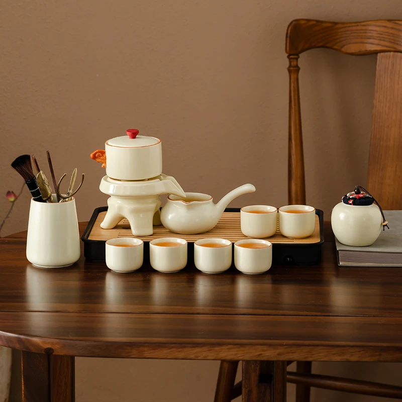 汝窑半自动茶具套装全套家用耐高温轻奢办公室高档茶壶懒人泡茶器