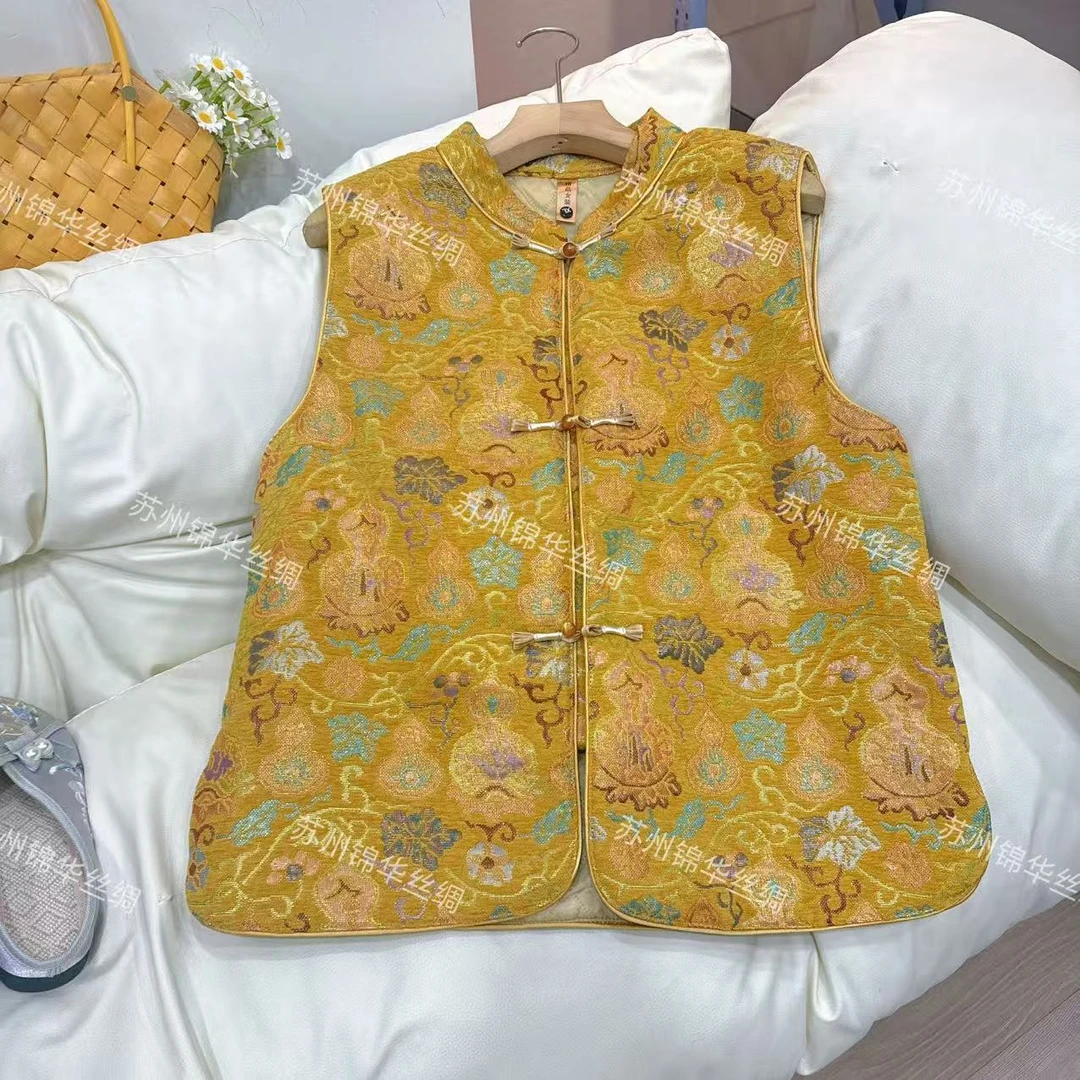 【金葫芦马甲】单排扣方领通用绣花复古大花百搭休闲N06