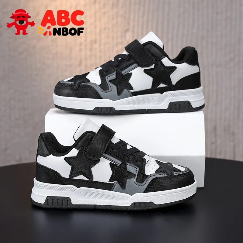 ABC NBOF男童鞋儿童板鞋秋季2025新款秋冬款大童女孩皮面运动鞋子
