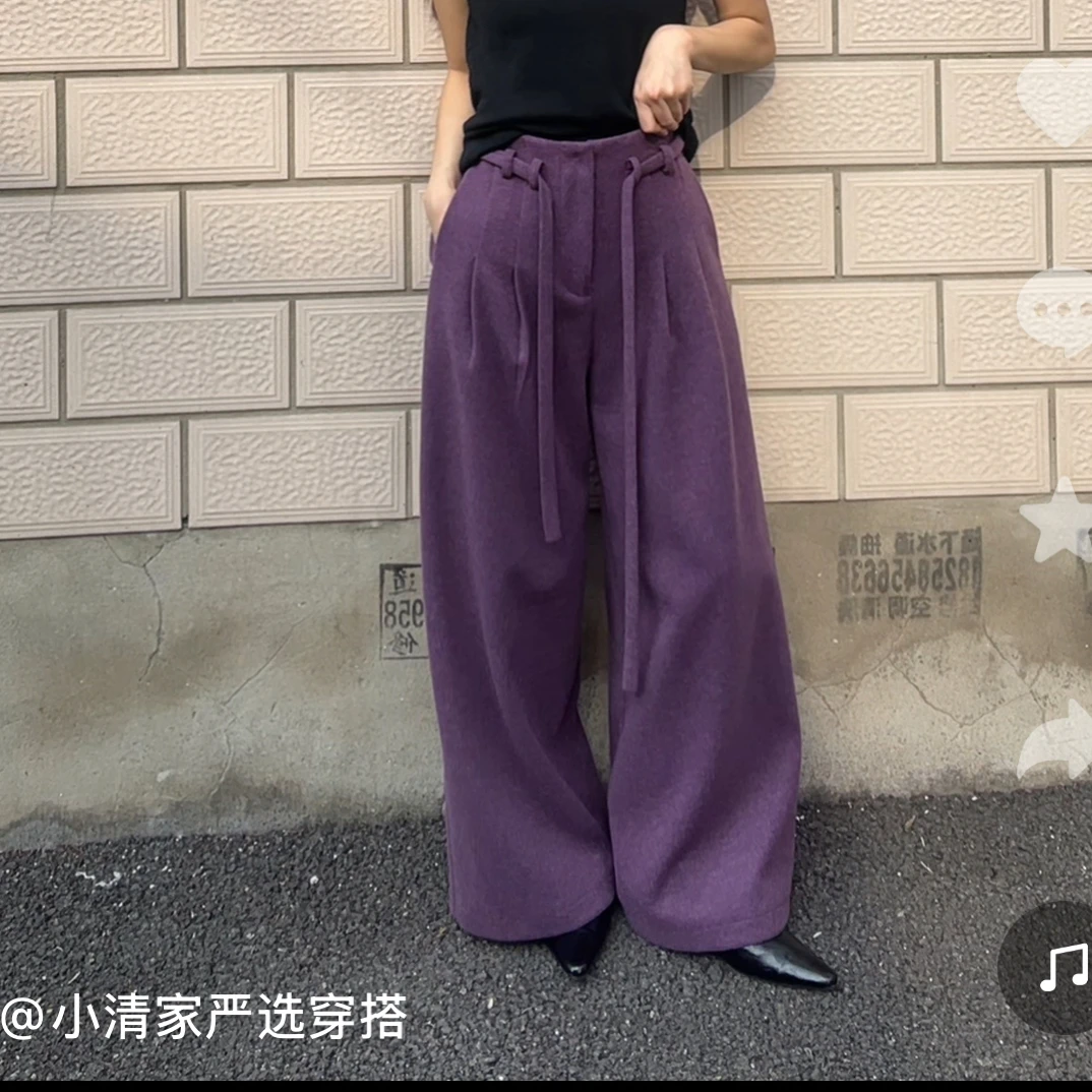 小清家）秋冬纯色阔腿裤垂感高腰宽松百搭显瘦